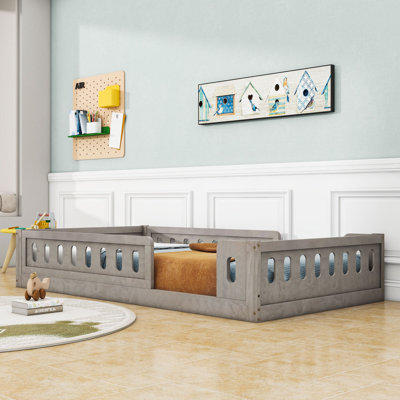 Wood Twin Bed With Guardrails