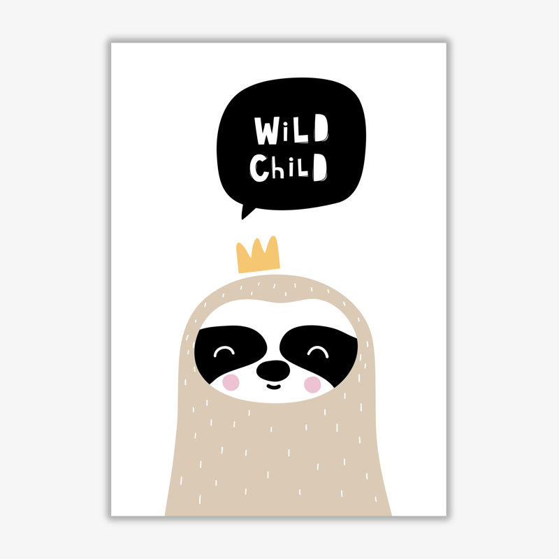 Wild Child Sloth - Print, No Frame, 30 cm H x 21 cm W x 1 cm D