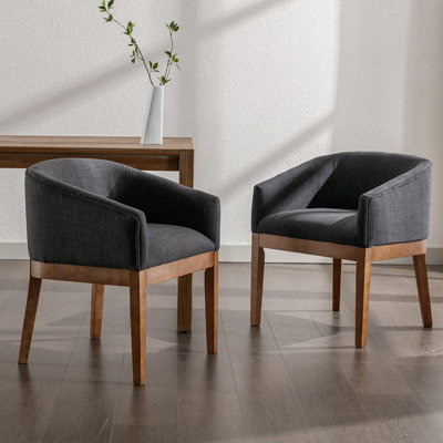 Chaise avec accoudoirs et chaise de salle à manger rembourrés en lin Belsford