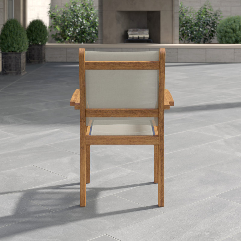 St. Tropez Stacking Teak Patio Dining Chair, Slate