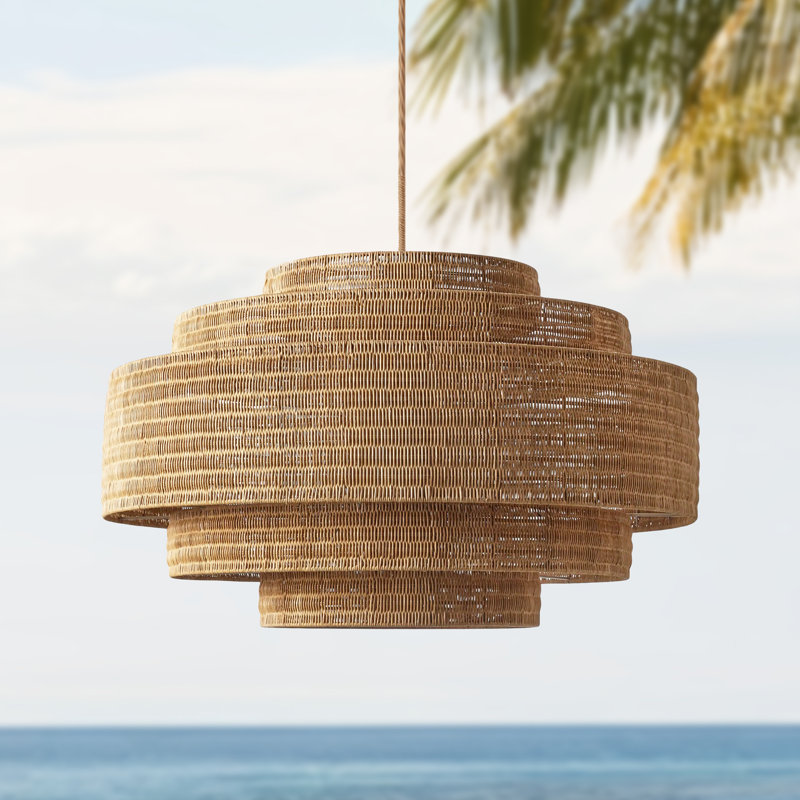 Luminaire suspendu Starry Outdoor Rotin, 24 po de diamètre, 120 po filaire extérieur noir
