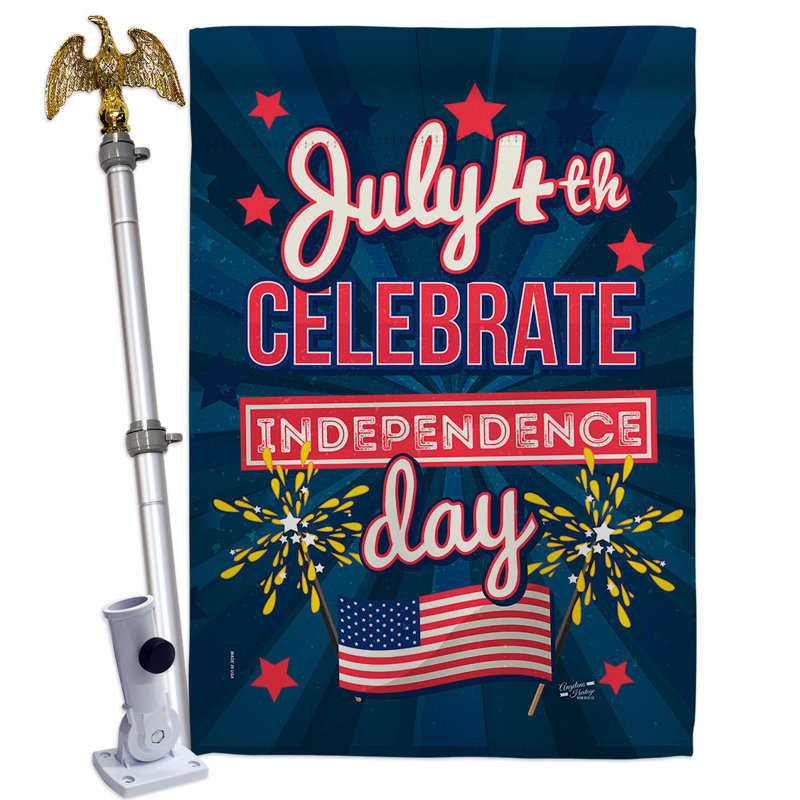 Double Sided 40'' H x 28'' W Polyester Independence Day Flag Set