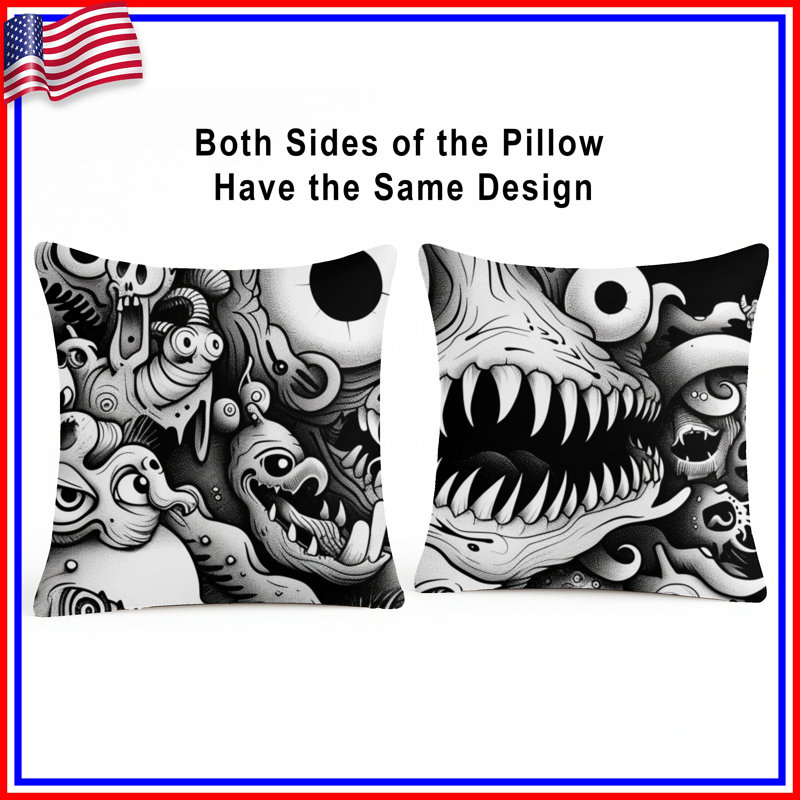 Coussin Monsters, coussins double face Fantasy, 20 po x 20 po
