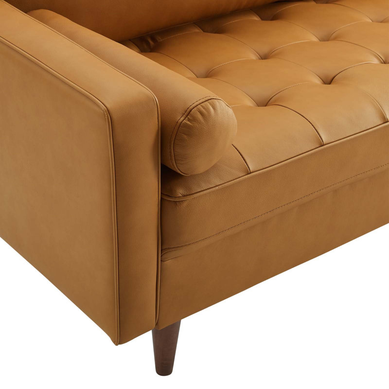 Valour 73" Genuine Leather Recessed Arm Sofa