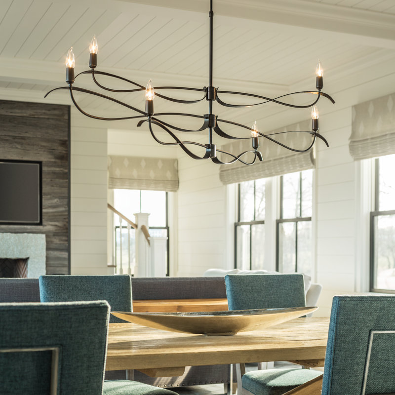 Willow 6 - Light Candle Style Classic Chandelier, Natural Iron, Small