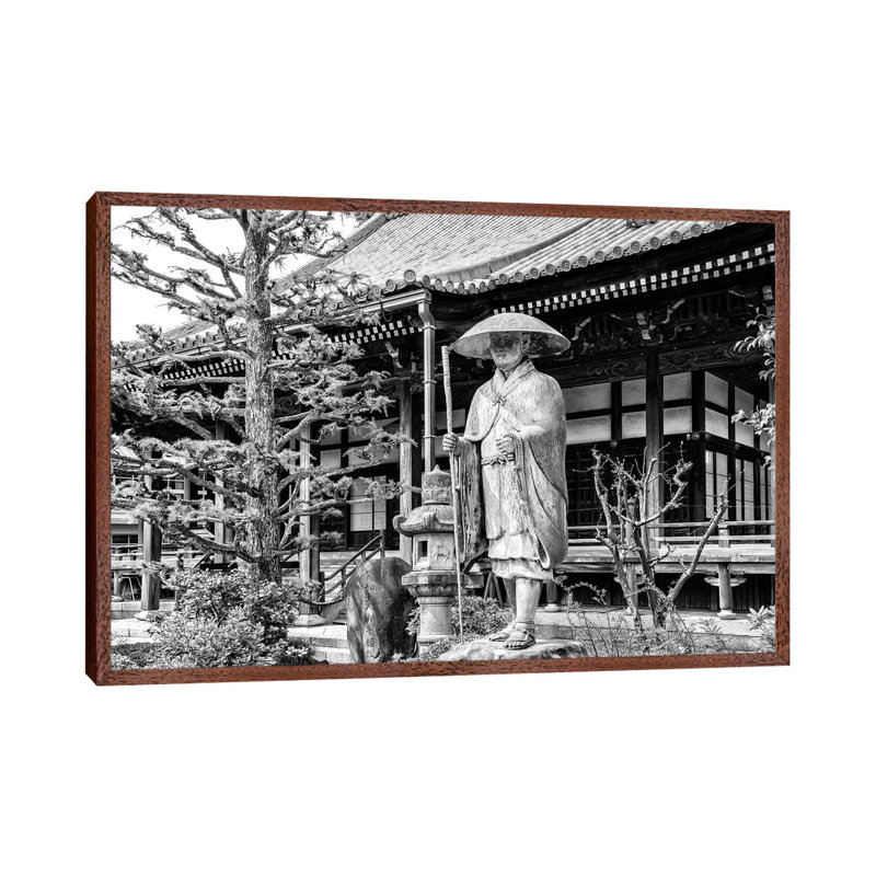 Traditional Japanese Temple 1 Piece Floater Frame Wall Art on Canvas, 101.6 cm H x 66.04 cm W, Brown Framed Canvas