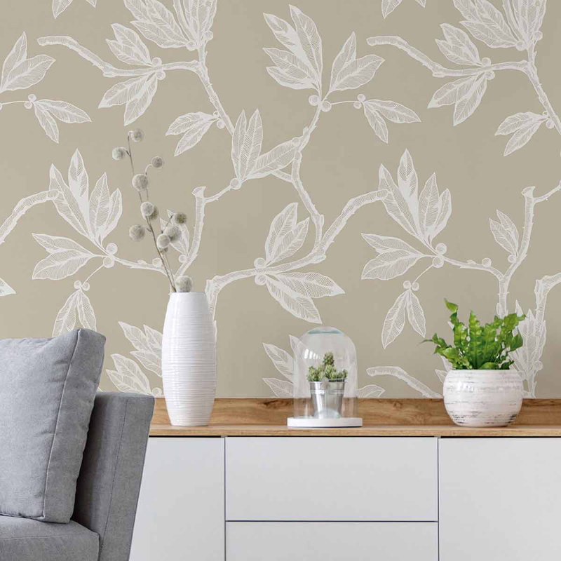 Leaf Peel and Stick Wallpaper Panel, 126" L x 24" W