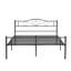 Structure de lit pleine grandeur en métal avec tête et pied de lit, lit plateforme noir moderne avec tête de lit victorienne décorative, sommier à lattes en acier robuste, aucun sommier requis, rangement sous le lit-2029074405-2130275874