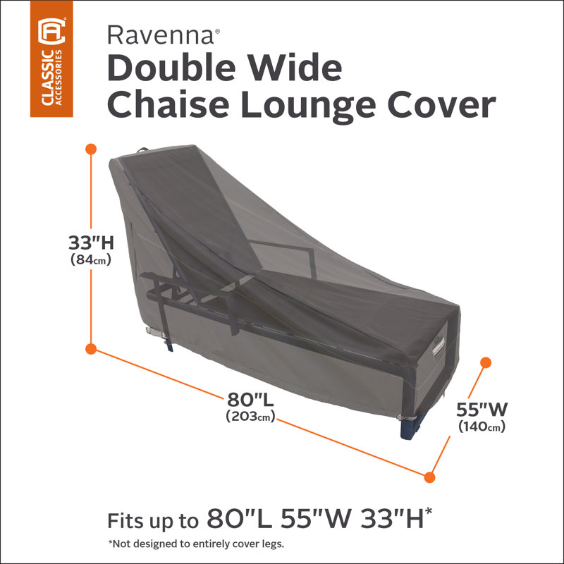 Khalil Outdoor Patio Chaise Lounge Cover, 33" H x 80" W x 55" D, Dark Taupe