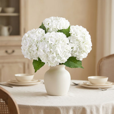 4 Pack Real Touch Artificial Hydrangea Flowers, 17.7" Lifelike Soft Rubber Hydrangea Stems for Wedding, Home & Vase Decor