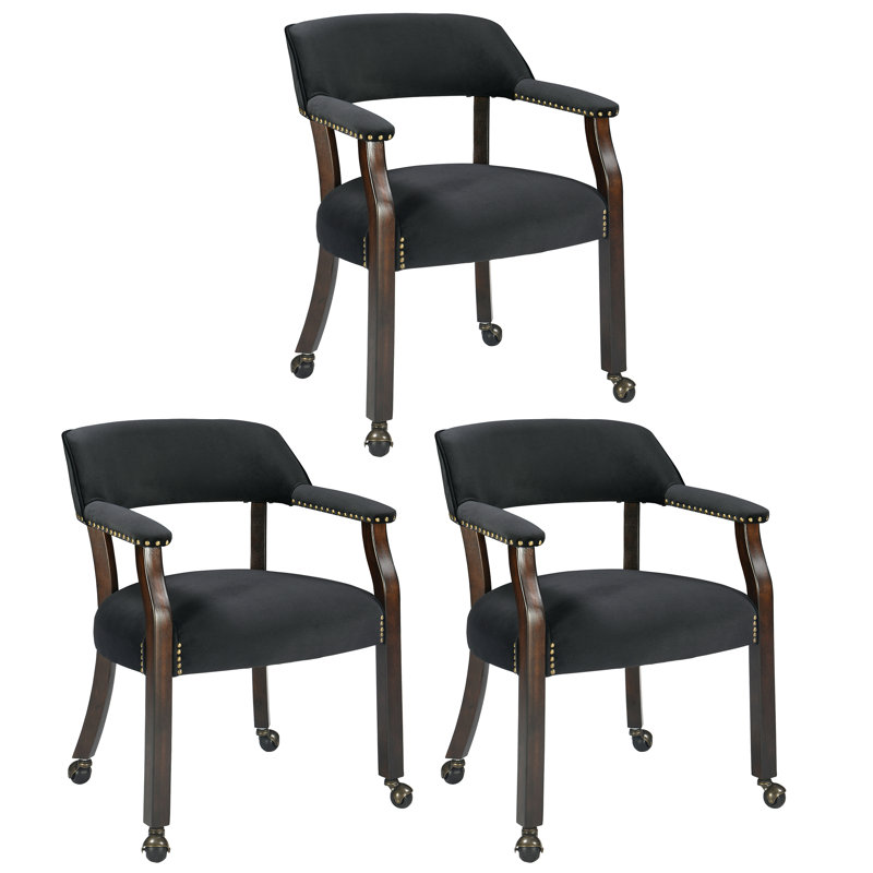 Chaise de salle à manger rembourrée en tissu de style moderne Mid-Century Wexford, 3, Noir