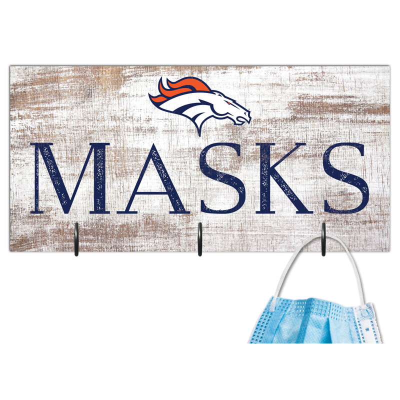 3 - Hook Wall Mounted Coat Rack, Denver Broncos