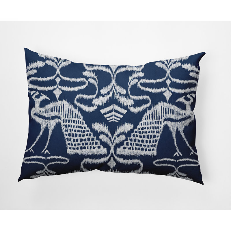 Crown Ikat Outdoor Reversible Throw Pillow, Blue