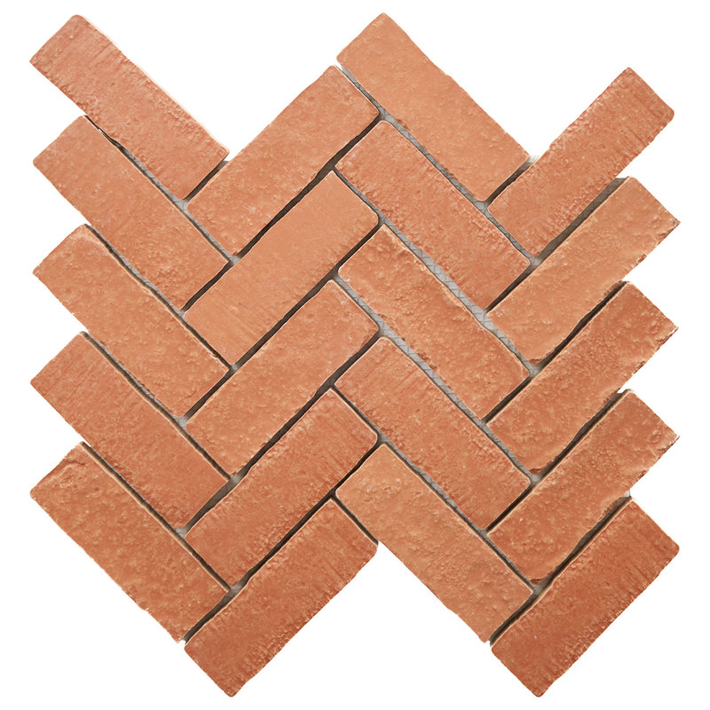 Brixon 1.5x4 Herringbone Matte Porcelain Mosaic Tile, Canyon Red