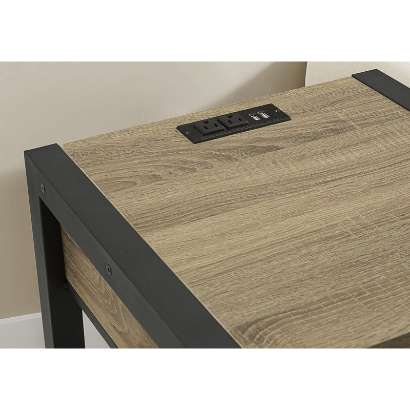 Table d'appoint contemporaine avec tiroir de rangement et port USB