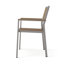 Ensemble de 2 fauteuils de salle à manger d'extérieur avec siège à lattes et structure en aluminium, naturel