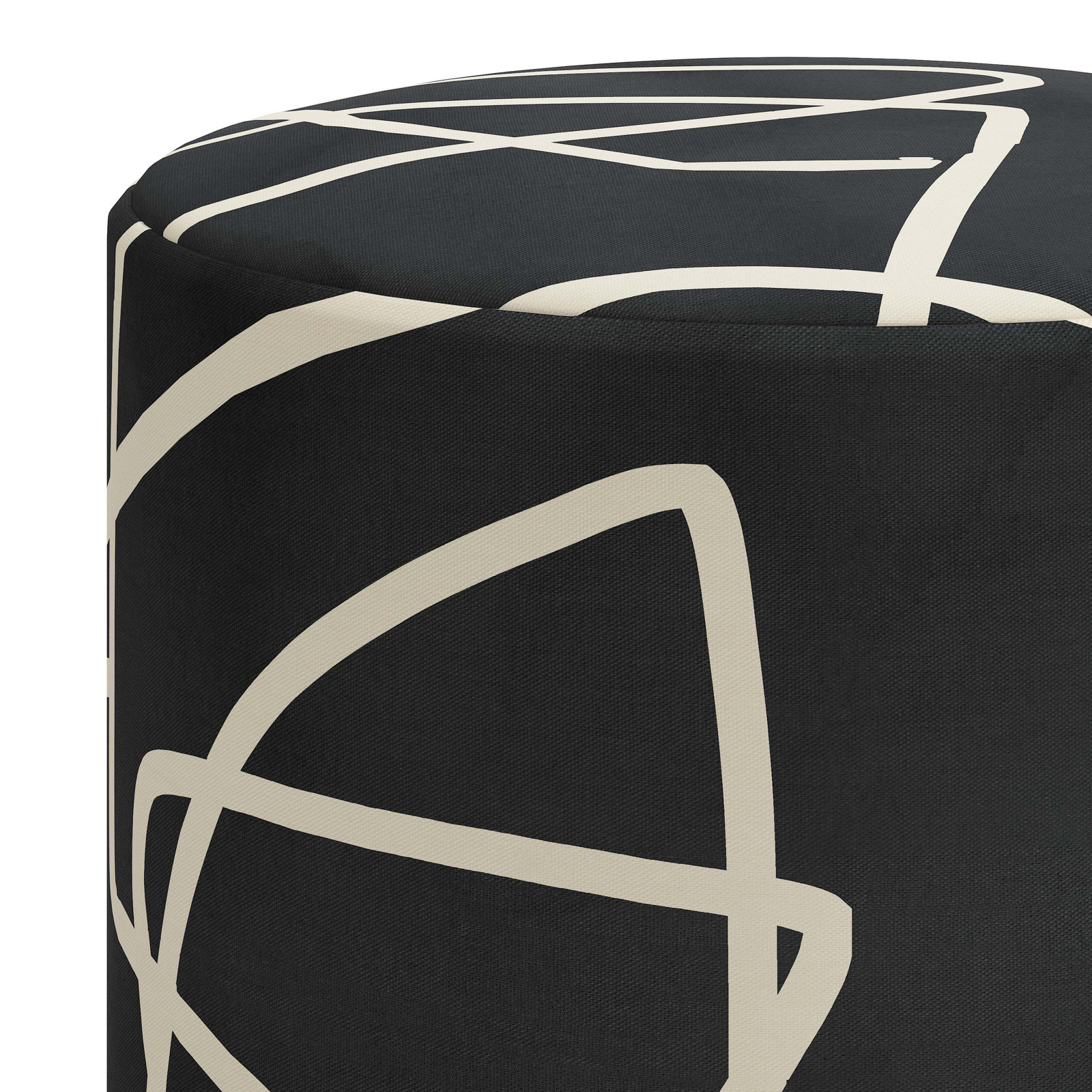 Orlando 18" Ottoman, Mona Abstract Black