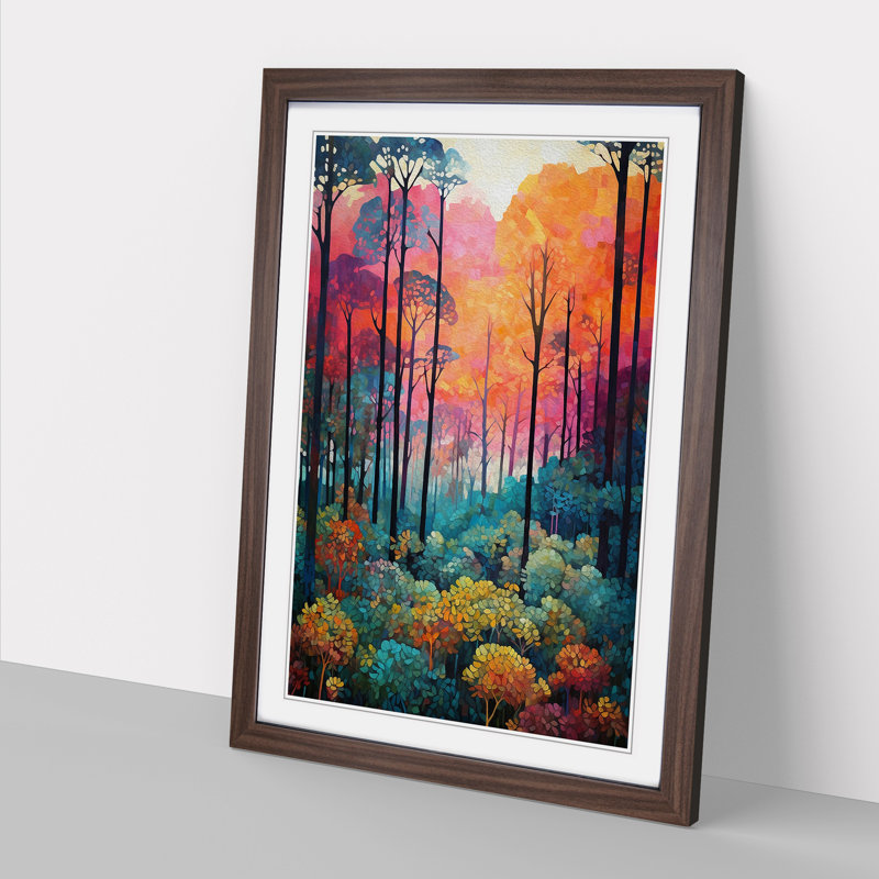 Single Picture Frame Print on Wood, 64cm H x 46cm W, Walnut Framed