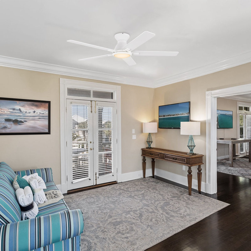 52" Smart Ceiling Fan with Light, White, White