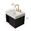 Ensemble combiné de 24 po + TOBI 26 po, meuble-lavabo suspendu avec rangement, comptoir en pierre frittée blanche Carrara, lavabo en céramique, 3 trous prépercés pour robinetterie, robinetterie et bonde non inclus, couleur noire-7956635-7956615