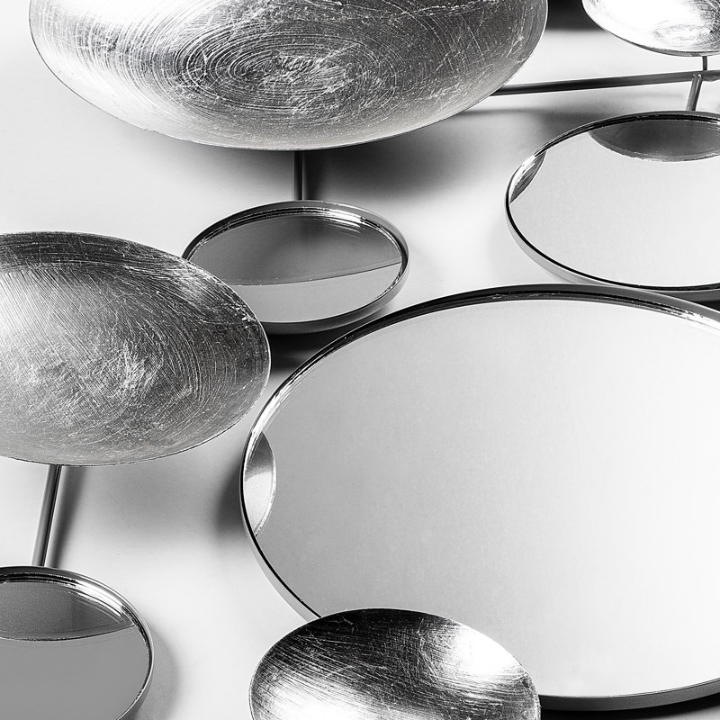 Modern Wall Decor on Metal, Silver/White