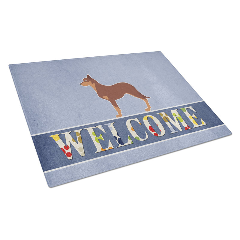 Caroline's Treasures Welcome Dog Glass Australian Kelpie Dog Cutting Board