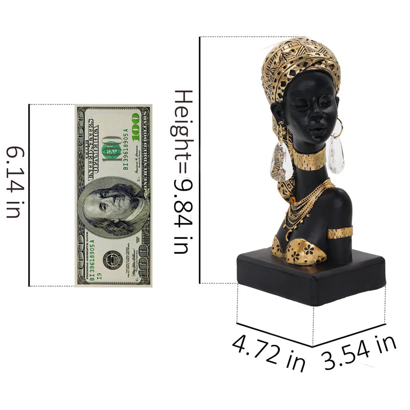 Statues d'Afrique pour la décoration intérieure, sculptures pour le salon, figurines de buste d'art africain, ornement esthétique rétro noir