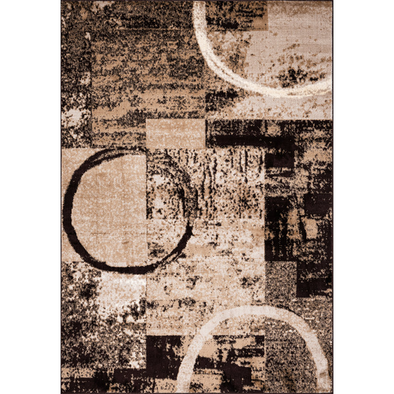 Abstract Area Rug, Brown, Rectangle 120 x 170 cm