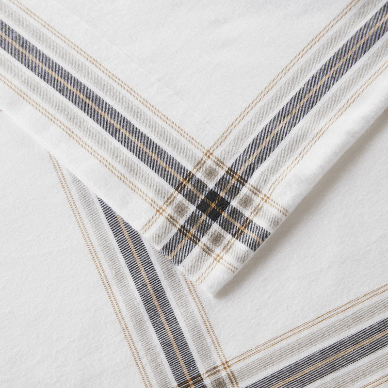 100% flanelle de coton brun clair écossais 4 pièces grand drap doux en velours doux lavable à la machine avec 2 taies d'oreiller l 20 po x L 30 po brossé pour comprend 1 l 60 po x L 80 po + P 14 po