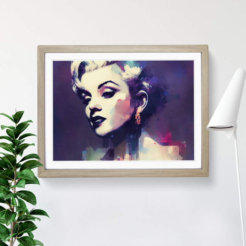 XH1022-6814X Pastel Marilyn Monroe Abstract - Picture Frame Print, 34cm H x 46cm W x 2cm D, Beige
