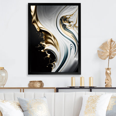 «Abstract Geode Marble Waves White I», reproduction sur toile