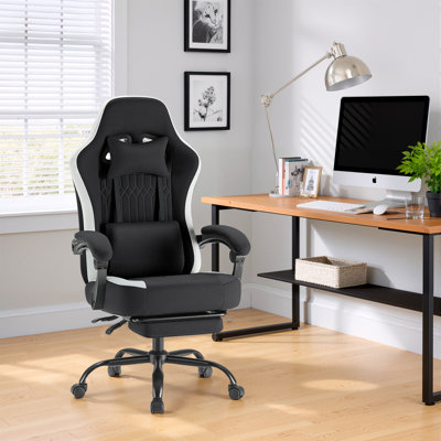 Computer Gaming Chair - High Back Ergonomic Desk Chair With Footrest And Lumbar Support, Height Adjustable Task Chair With Linkage Armrests And Headre by Inbox Zero