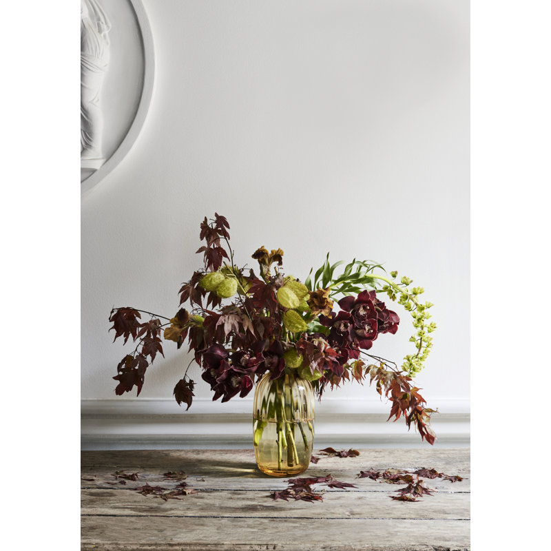 Primula Handmade Glass Table Vase, 10" H x 6.1" W x 6.1" D, Yellow