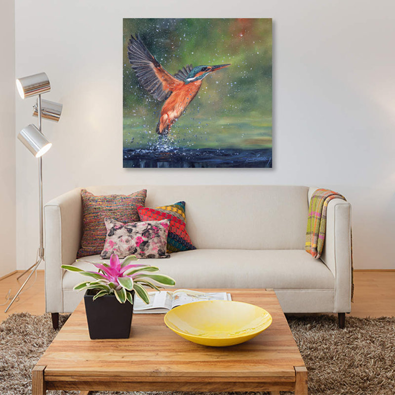 « kingfisher », impression sur toile, H 37 po x l 37 po x P 1,5 po, Toile tendue, Pas de tapis