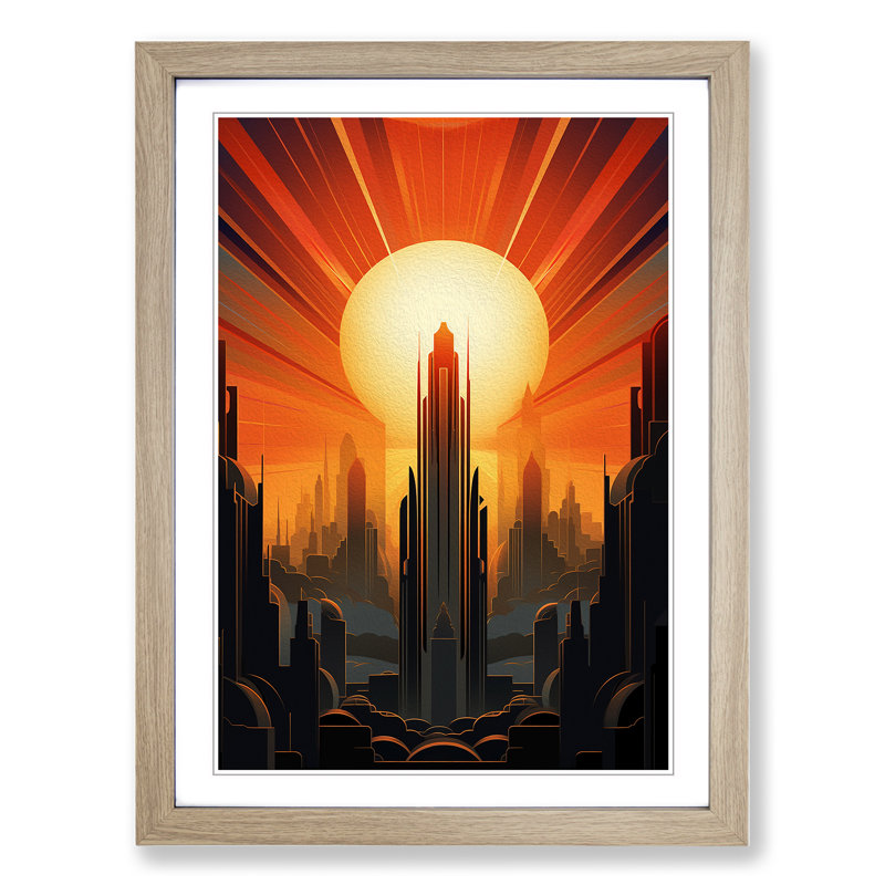 Single Picture Frame Print on Wood, 46cm H x 34cm W, Oak Framed