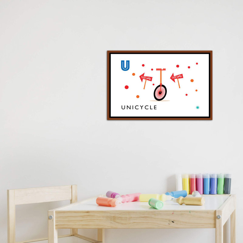 «U Is for Monicycle» - Impression, Aucun mat, H 18 po x l 26 po x P 1,5 po, Toile avec cadre brun