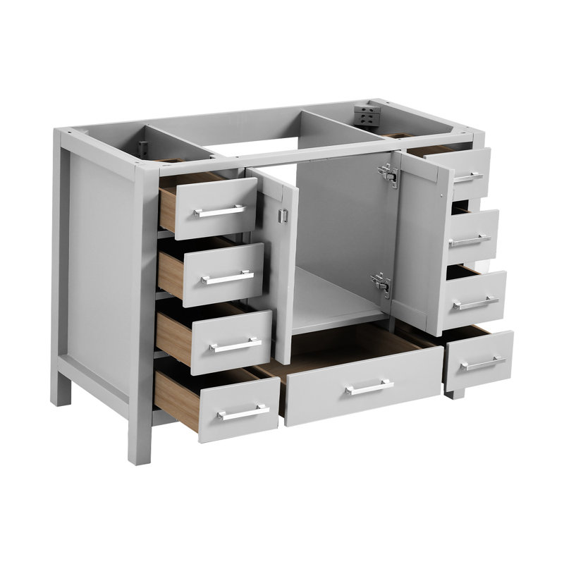 Meuble-lavabo de salle de bain autoportant en bois massif de 48 po, gris, à fermeture douce, léger pour la décoration, Gray