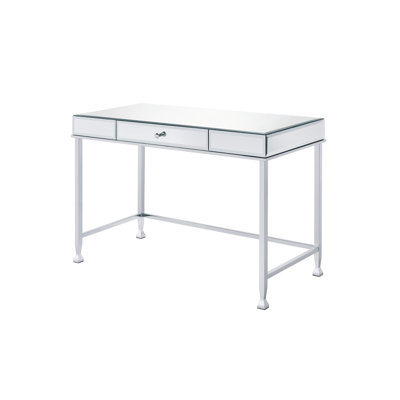 Ruffy Rectangular Writing Desk in Mirrored