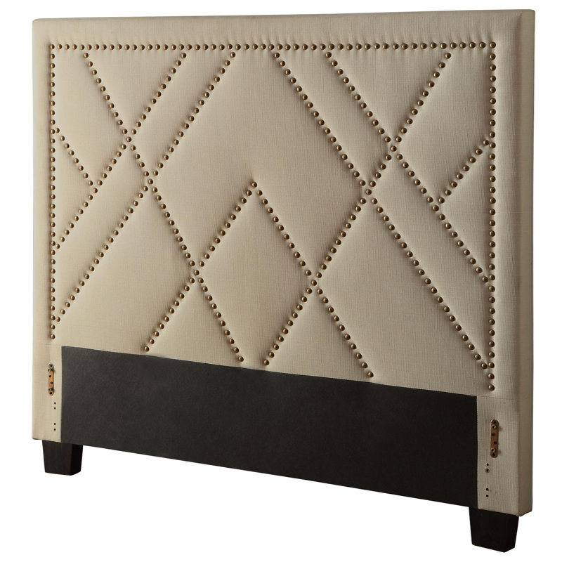 Addington Upholstered Linen Blend Panel Headboard, Queen