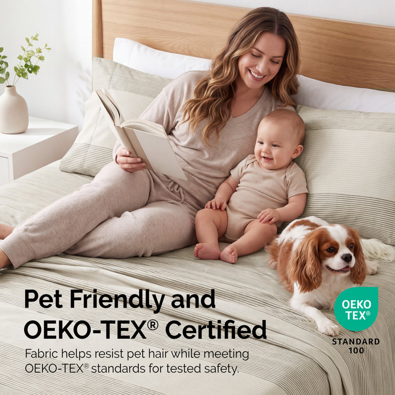 Literie 4 pièces à rayures taupe Southshore Fine Linens, coloris Quiet Horizon, format California King, California King