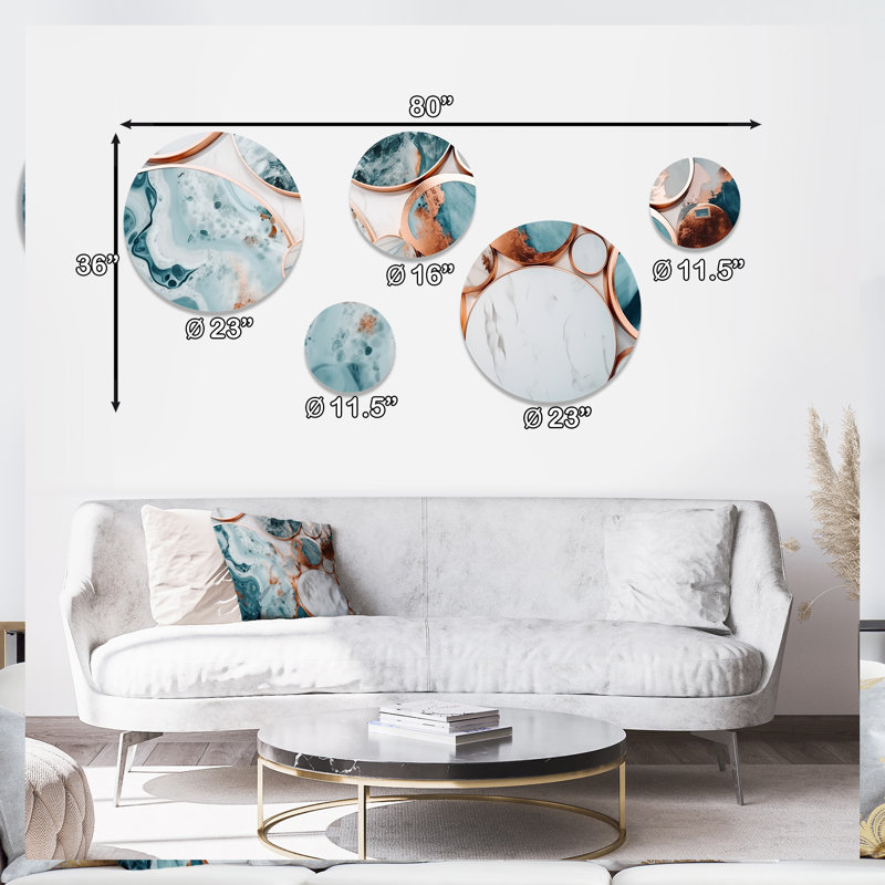 Ocean Marble Hald Circle Abstract II - Abstract Marble Metal Wall Décor
