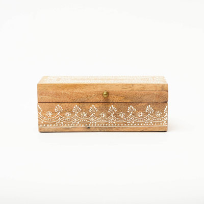 Boîte décorative | Boîte de rangement en bois sculpté à la main | 6 x 6 x 3 po