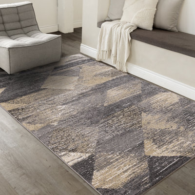 Cleda Beige Grey Subtle Triangles Area Rug