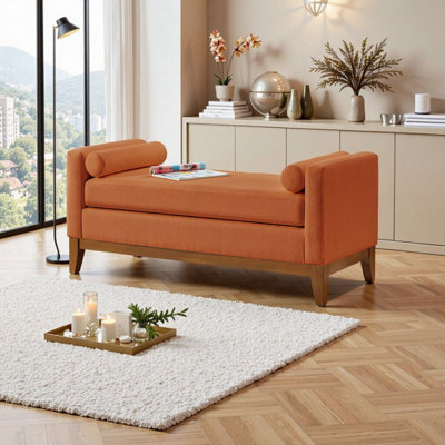 Grand repose-pieds rembourré en tissu Boucle avec coussins et accoudoirs doubles, banc de fenêtre pour le vestibule du salon