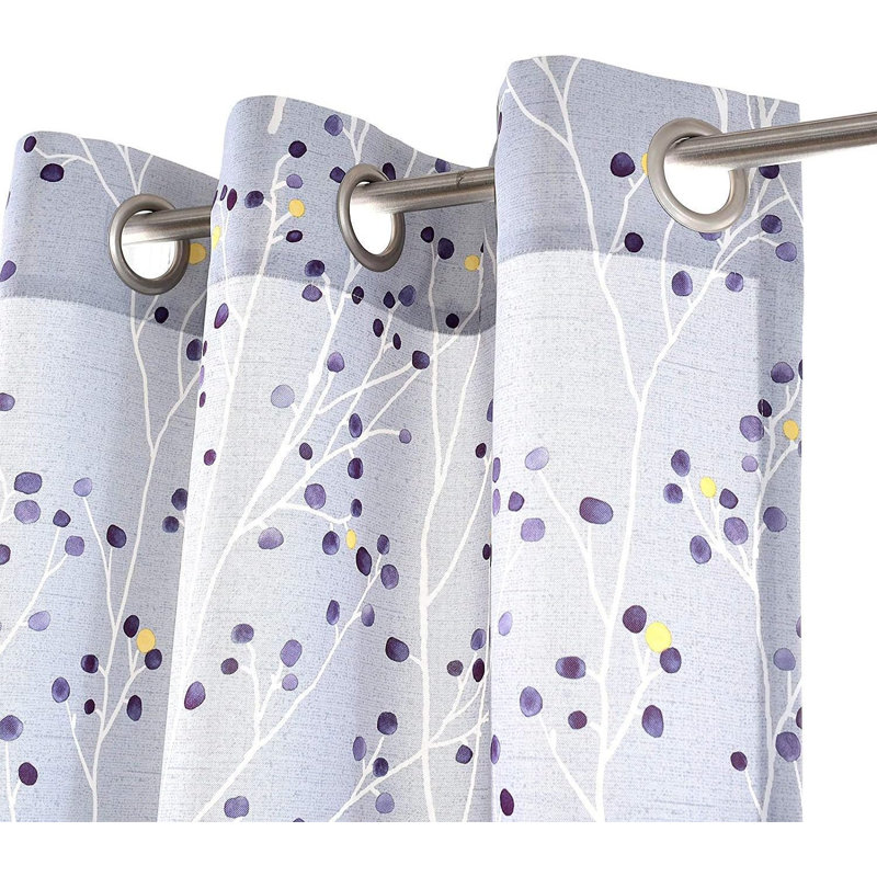 Gray Polyester Room-Darkening Grommet Curtain Panels, 108" Length