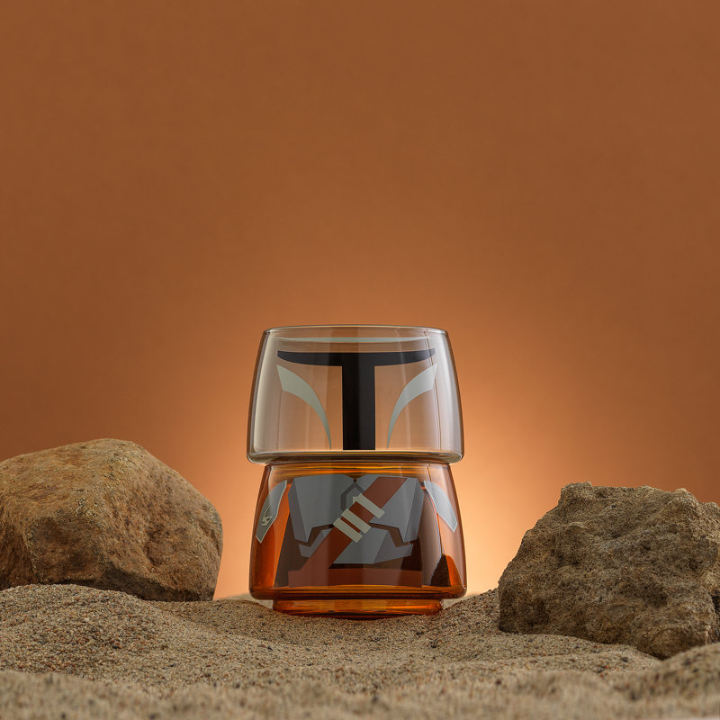 JoyJolt Star Wars Stackable Character Collection Mandalorian Stackable Glasses - 8 oz