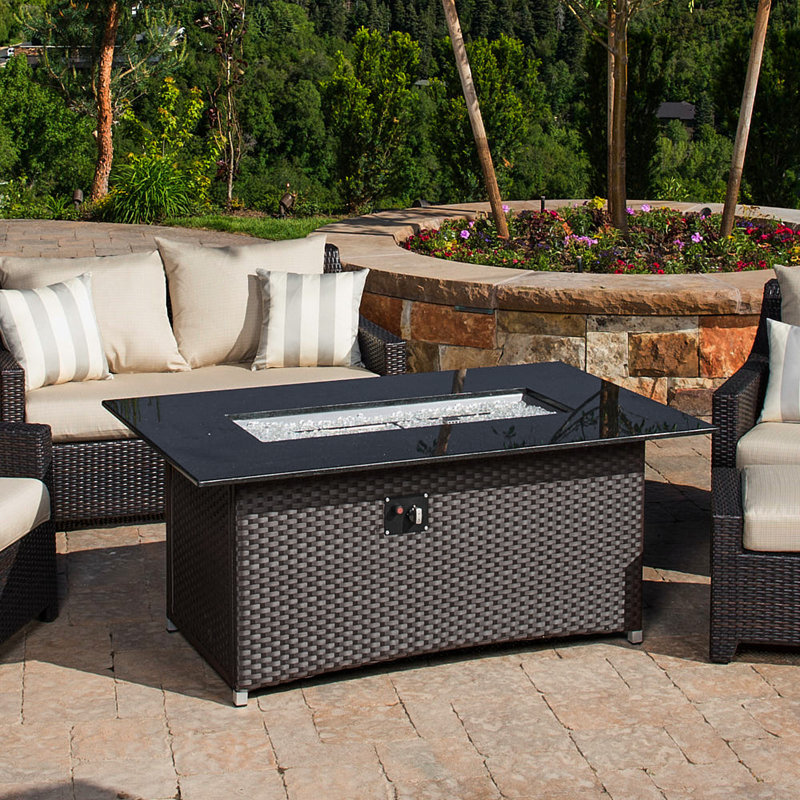 Fionnula Rectangle Propane Smokeless Fire Pit Table with Hidden Fuel Tank