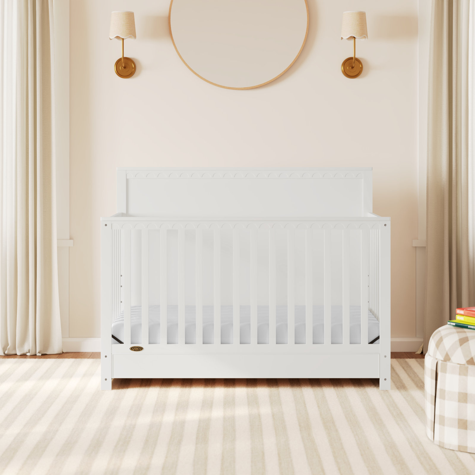 Sasha 5-in-1 Convertible Crib, White