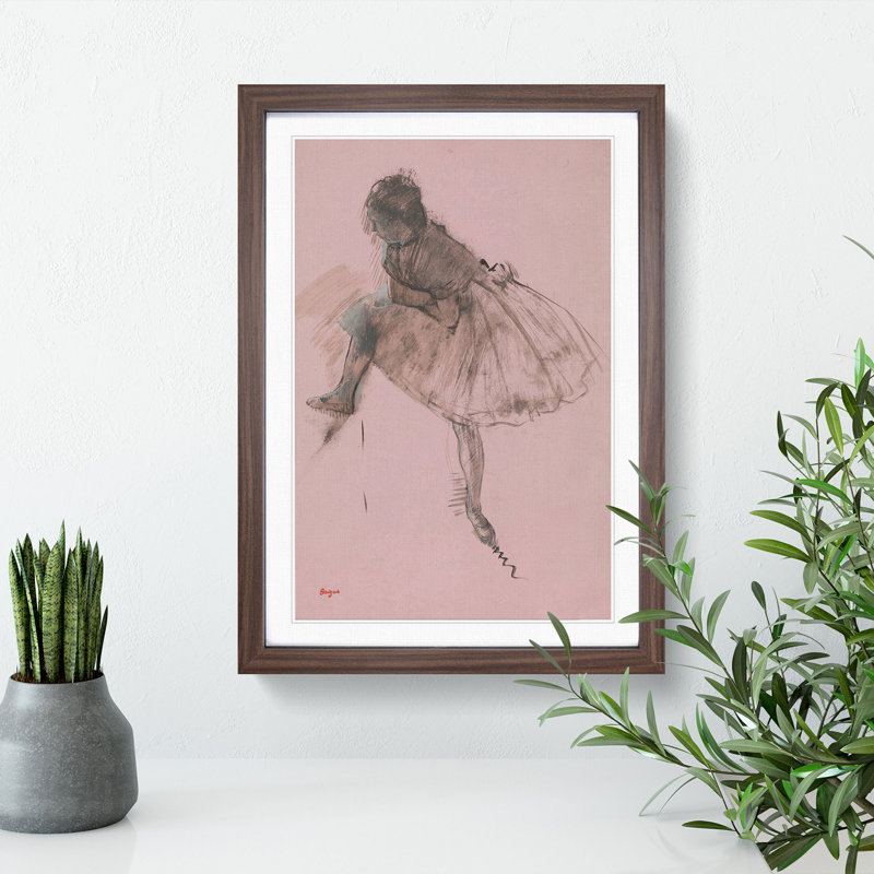 Study of a Ballet Ballerina Dancer Vol.1 by Edgar Degas - Framed Print, 48cm H x 36cm W x 2cm D, Walnut Framed