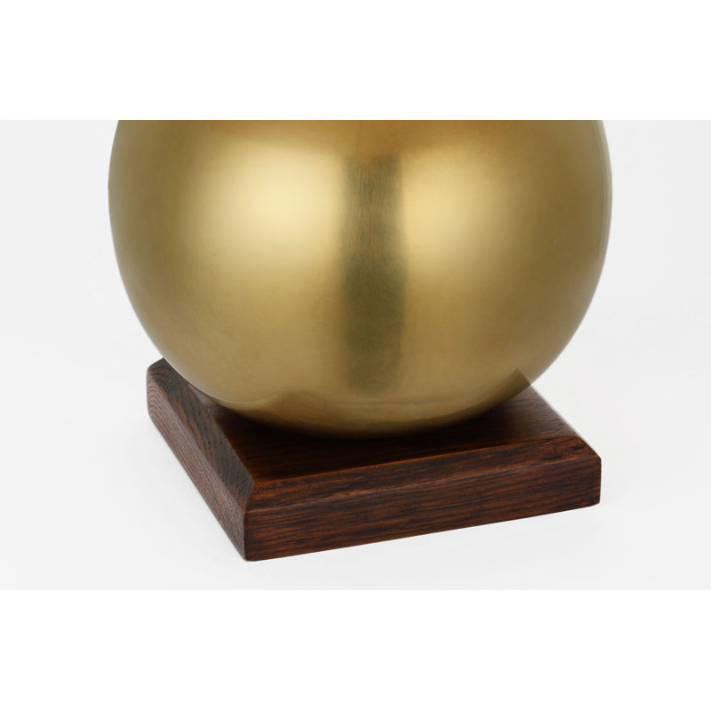 Hardwick 12" Cordless Accent Lamp in Natural Brass and Natural Rift Oak with Linen Shade